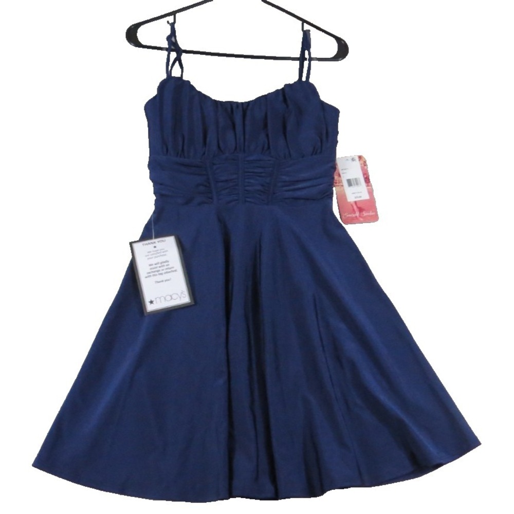 NWT Emerald Sundae Navy Blue Fit Flare Mini Dress Party Cocktail Homecoming S SL